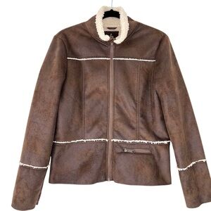Prana Esme Brown Sherpa Faux Suede Shearling Jacket Sz M